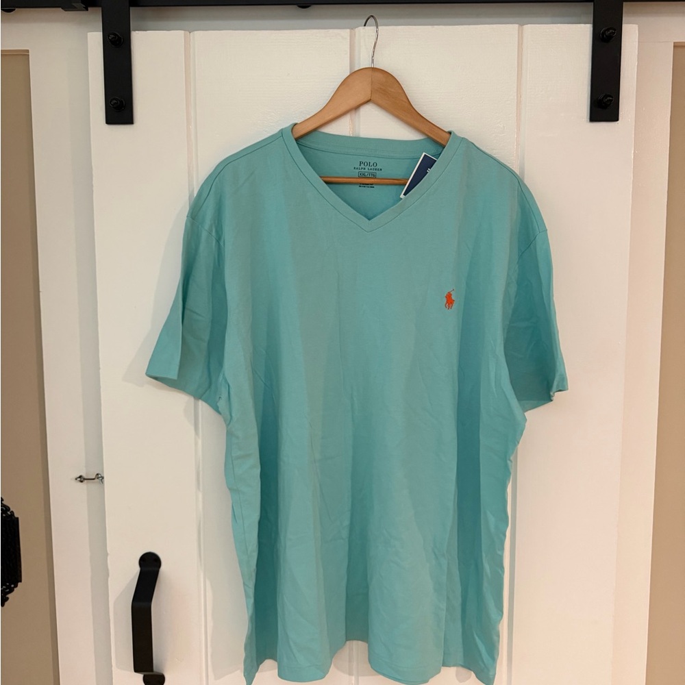Ralph Lauren Men's Light Blue V-Neck T-Shirt